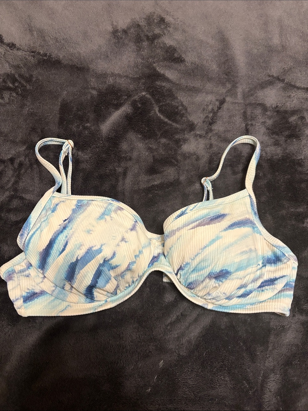 Shade & Shore Blue White Tie-Dye Underwire Bikini Top